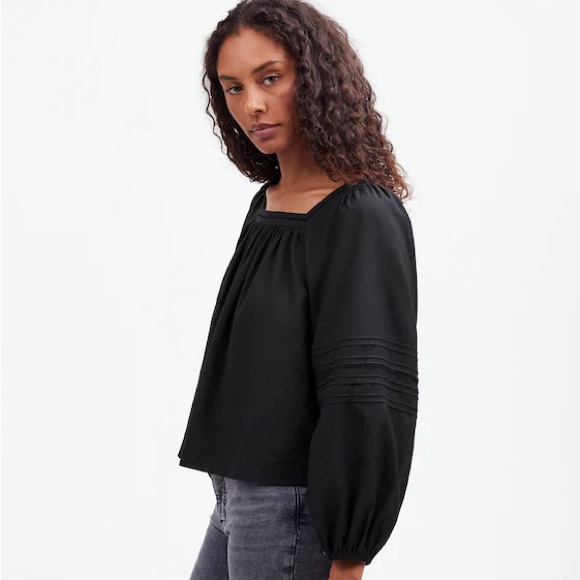 Madewell Black Square Neck Blouse - Picture 1 of 8
